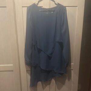 White House Black Market Blue Layered Blouse